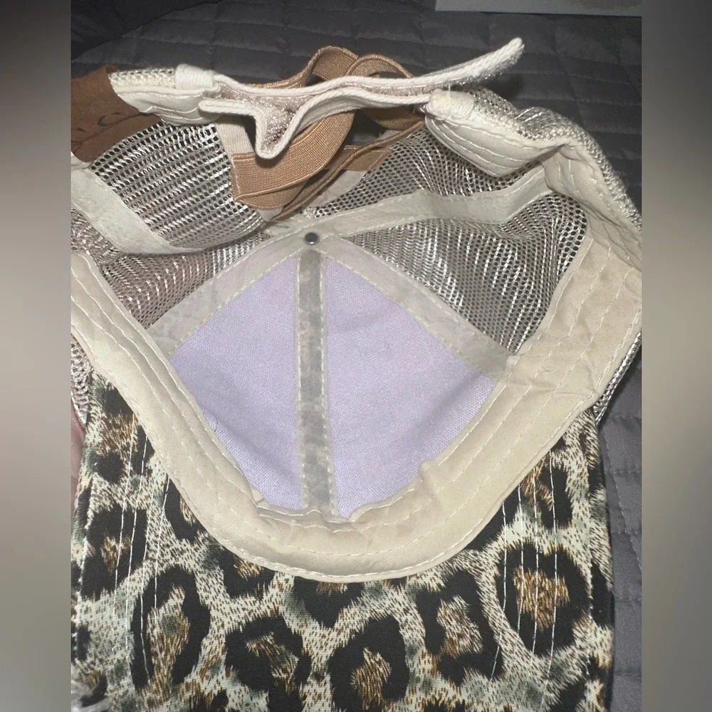 C.C Exclusive Women Leopard Animal Print Mesh Back Ponytail Baseball Cap Hat - Picture 5 of 5